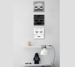 Modern tablou pe pânză cu motivul peisaj, flori, natură în alb-albastru nuanțe, atmosferă jucăușă, minimalism, execuție cu trei panouri, potrivit pentru sufragerie – produs, vedere 2
