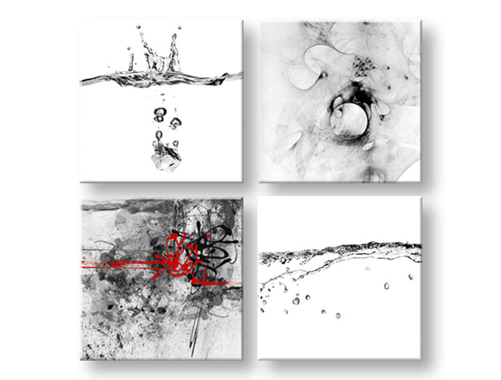 Colaj tablou pe pânză cu motivul Abstract moments, peisaj în alb-roșu nuanțe, atmosferă liniștită, natură, potrivit pentru birou | Tablou de perete Abstract moments – principală