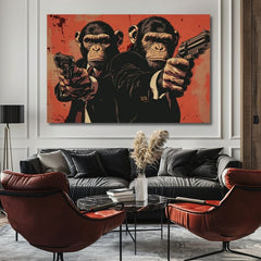 Modern tablou pe pânză în negru-alb nuanțe, forță și putere | Monkey Gang - Tablou pre îndrăzneț interior, decorațiune de perete – produs