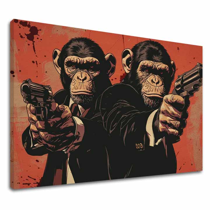 Modern tablou pe pânză în negru-alb nuanțe, forță și putere | Monkey Gang - Tablou pre îndrăzneț interior, decorațiune de perete – principală