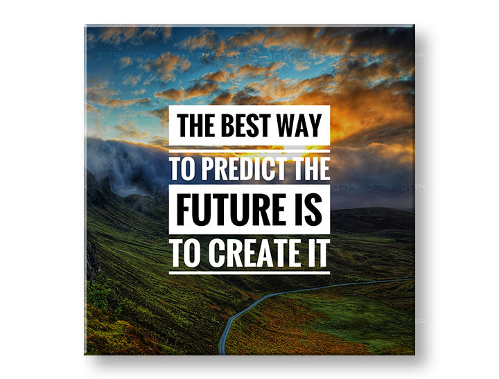 Pop art tablou pe pânză cu motivul The best way, munți, apus de soare, citat motivațional în alb-negru nuanțe, natură și timp | Motivațional tablou de perete The best way – principală