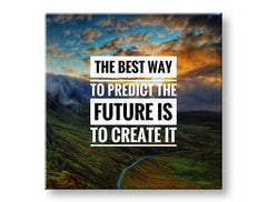 Pop art tablou pe pânză cu motivul The best way, munți, apus de soare, citat motivațional în alb-negru nuanțe, natură și timp | Motivațional tablou de perete The best way – principală