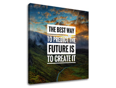 Pop art tablou pe pânză cu motivul The best way, munți, apus de soare, citat motivațional în alb-negru nuanțe, natură și timp | Motivațional tablou de perete The best way – produs