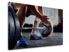 Modern tablou pe pânză cu motivul despre perseverență, citat motivațional, motiv sportiv în albastru-gri nuanțe, atmosferă intensă, potrivit pentru birou de lucru – produs