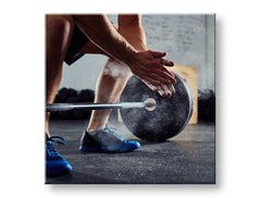Modern tablou pe pânză cu motivul despre perseverență, citat motivațional, motiv sportiv în albastru-gri nuanțe, atmosferă intensă, potrivit pentru birou de lucru – principală [XOBMT059E12]