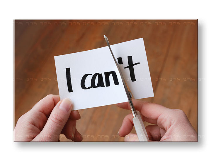 Modern tablou pe pânză cu motivul I cant, citat motivațional în alb-bej nuanțe, potrivit pentru birou | Motivațional tablou de perete I cant – principală