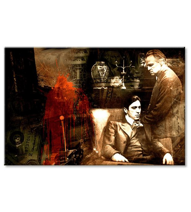 Modern tablou cu motivul The Godfather în maro-roșu nuanțe | Cel mai mare MAFIÁNI na pânză - The Godfather – previzualizare