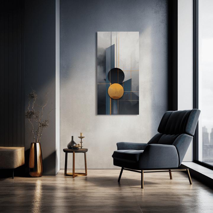 Industrial tablou pe pânză cu motivul peisaj, natură în albastru-gri nuanțe, atmosferă sofisticată, minimalism, potrivit pentru hol | Príroda na pânză Životná cesta – produs