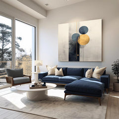 Geometric tablou pe pânză cu motivul natură în alb-bej nuanțe, atmosferă liniștită, eleganță, potrivit pentru sufragerie | Príroda na pânză Harmonický mișcare – produs