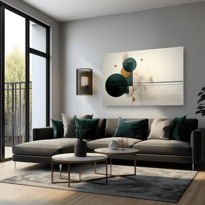 În stil scandinav tablou pe pânză cu motivul natură în bej-verde nuanțe, atmosferă liniștită, armonie, potrivit pentru birou | Príroda na pânză Zrodenie života – produs