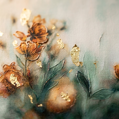 Detaliu macro al tușelor impasto pictate manual cu vopsea acrilică pe petalele florilor, textură reliefată și finisaj artistic premium.