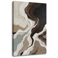 Tablou canvas peisaj abstract cu straturi organice, vizualizare 3D a pânzei cu șasiu din lemn, Papilora Premium Art.