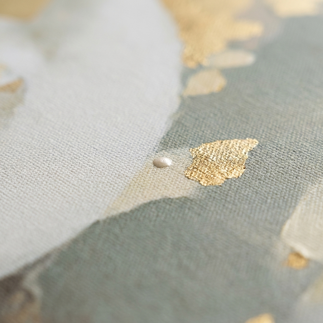 Detaliu macro al tușelor impasto pictate manual cu vopsea acrilică pe tablou, textură și relief vizibil, design de calitate.