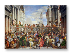 Pop art tablou pe pânză cu motivul Paolo Veronese - Svadba v Káne Galilejskej în albastru-verde nuanțe, atmosferă festivă, potrivit pentru bucătărie – produs, vedere 2