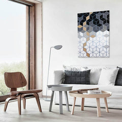 În stil scandinav tablou pe pânză cu motivul Liquid, natură în alb-gri nuanțe agățat în interiorul birou, atmosferă liniștită | Tablou de perete Liquid – interior