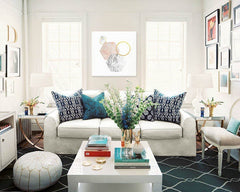 Industrial tablou cu motivul Rejected Wheel în alb-albastru nuanțe | Tablou de perete Rejected Wheel, minimalism – previzualizare