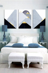 Industrial tablou pe pânză cu motivul The Transfigured Emotion, natură în alb-albastru nuanțe agățat în interiorul dormitor, atmosferă liniștită – interior