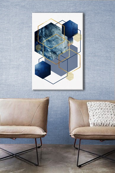 Geometric tablou cu motivul The Tight Reality în alb-albastru nuanțe | Tablou de perete The Tight Reality, eleganță – previzualizare