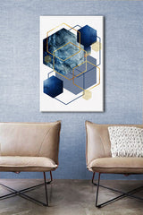 Geometric tablou pe pânză cu motivul The Tight Reality în alb-albastru nuanțe agățat în interiorul birou, atmosferă sofisticată, eleganță – interior