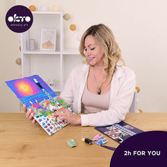 Modern tablou pe pânză cu motivul far, castel, plajă, soare în violet-albastru nuanțe, atmosferă capricioasă, creativitate | OKTO creativă 3D set "Park Guell v Barcelone" 30 x 40 cm – produs, vedere 5