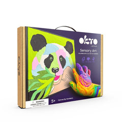 Modern tablou pe pânză cu motivul bambus în verde-violet nuanțe, atmosferă jucăușă, natură și creativitate | OKTO pictură samotvrdnúcou hmotou 30 x 30 cm Panda – principală
