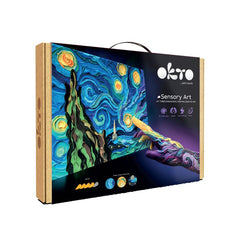 Modern tablou pe pânză în albastru-auriu nuanțe, atmosferă de vis, creativitate | OKTO creativă 3D set “Hviezdna cer” 30 x 40 cm – principală