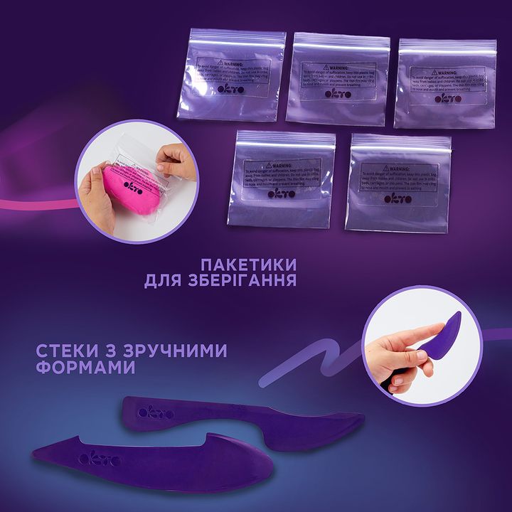 Modern tablou pe pânză în violet-alb nuanțe, atmosferă jucăușă, creativitate | OKTO creativă set samotvrdnúcej hmoty 24 pastelových odtieňov – produs, vedere 3