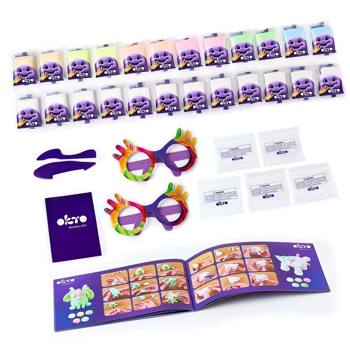 Modern tablou pe pânză în violet-alb nuanțe, atmosferă jucăușă, creativitate | OKTO creativă set samotvrdnúcej hmoty 24 pastelových odtieňov – produs