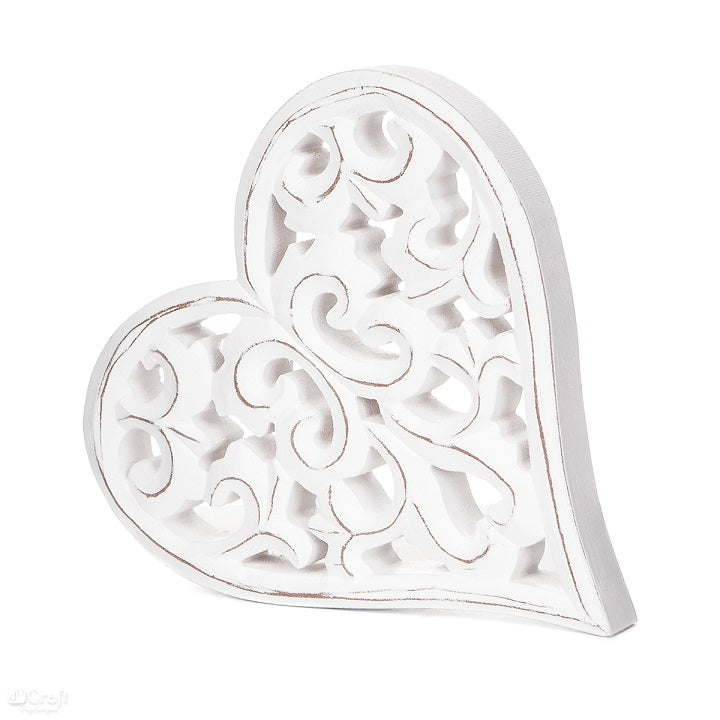 Geometric tablou pe pânză cu motivul inimă în alb nuanțe, atmosferă romantică, dragoste și romantism, potrivit pentru sufragerie | Drevená decorațiune Srdce – principală