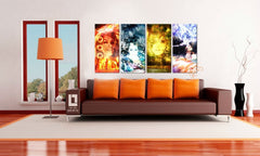 Mixed media tablou cu motivul Four Elements — Tom Loris în violet-albastru nuanțe | Tablou pe pânză Four Elements — Tom Loris, natură și spiritualitate – previzualizare