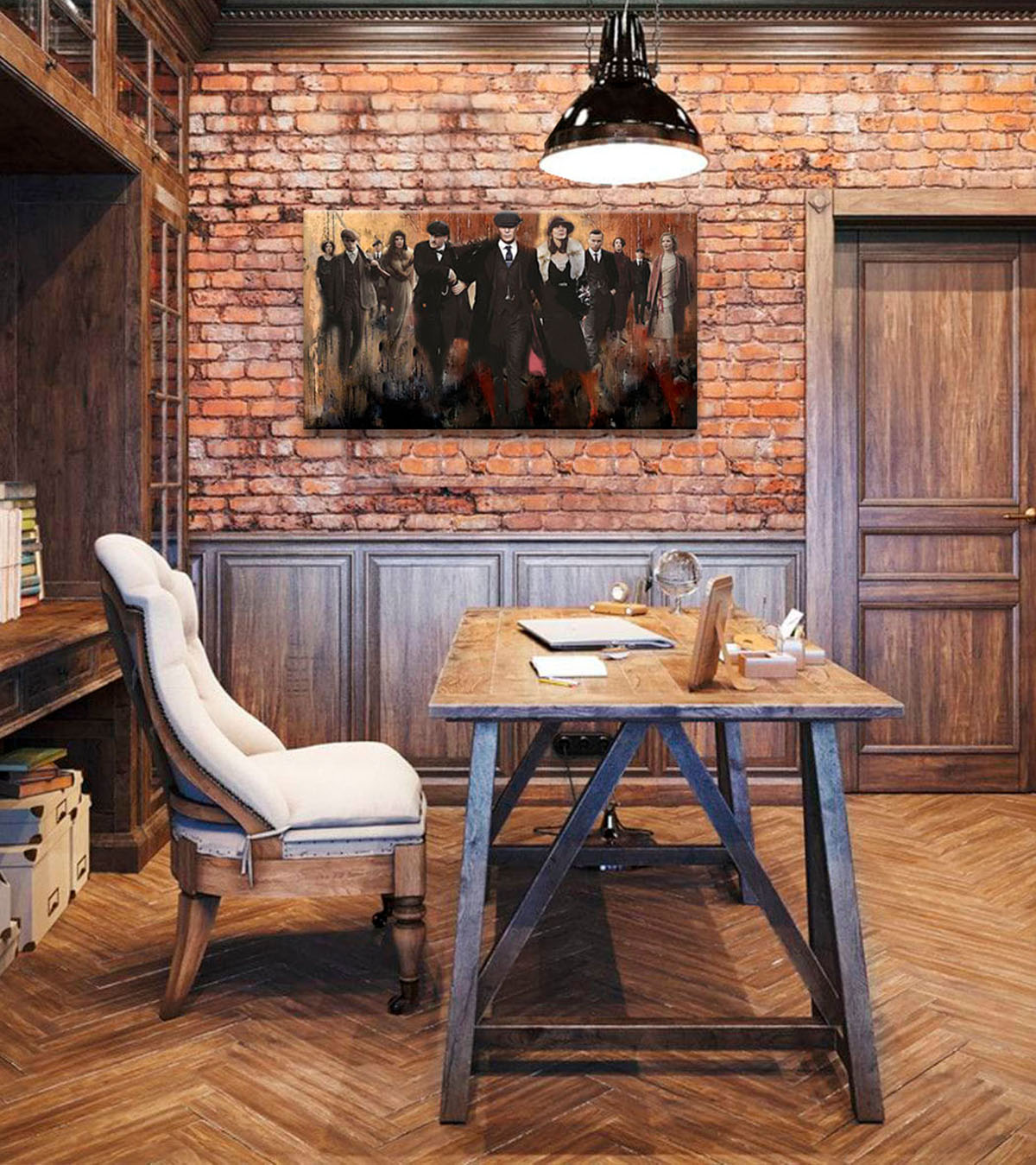 Modern tablou pe pânză în verde nuanțe, potrivit pentru sufragerie | Peaky Blinders mafiánsky tablou 1, decorațiune de perete – produs, vedere 3