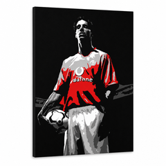 Tablou POP ART pictat manual Ruud van Nistelrooy 1 buc rvn – Vizualizare 3D a tabloului pictat manual pe fundal alb. Culori dominante: negru, roșu, alb, gri.