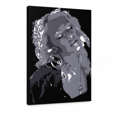 Pictate manual POP Art Christina Aguilera 1 buc ca – Vizualizare 3D a tabloului pictat manual pe fundal alb. Culori dominante: negru, gri, alb.