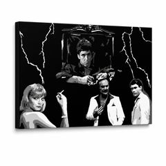 Tablou POP ART pictat manual AL PACINO 1 buc al15 – Vizualizare 3D a tabloului pictat manual pe fundal alb. Culori dominante: negru, alb, gri.