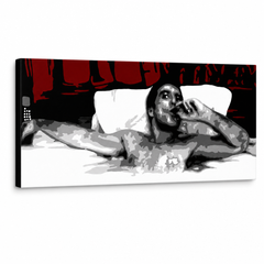 Tablou POP ART pictat manual AL PACINO 1 buc al21 – Vizualizare 3D a tabloului pictat manual pe fundal alb. Culori dominante: negru, roșu, alb.
