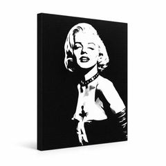 Tablou POP ART pictat manual Marilyn MONROE 1 buc mon5 – Vizualizare 3D a tabloului pictat manual pe fundal alb. Culori dominante: negru, alb, gri.