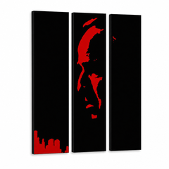 Tablou POP ART pictat manual Marlon Brando 3 buc gff – Vizualizare 3D a tabloului pictat manual pe fundal alb. Culori dominante: negru, roșu.