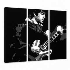 Tablou POP ART pictat manual Oasis 3 bucăți oa2 – Vizualizare 3D a tabloului pictat manual pe fundal alb. Culori dominante: negru, gri, alb, strieborná.