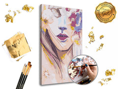 Pictură după numere PREMIUM GOLD | Femeia cu flori