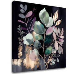 Modern tablou pe pânză cu motivul Jungle's Emerald Symphony, frunze, ramuri în verde nuanțe, atmosferă sofisticată, natură și impresie de lux – principală
