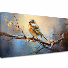 Industrial tablou pe pânză cu motivul y păsări Sonety Lásky, flori, hartă, natură, animal în alb-albastru nuanțe, atmosferă liniștită, potrivit pentru sufragerie – principală