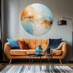 Pictat manual tablou pe pânză cu motivul Abstracte ráno, reflexie pe apă, cer, peisaj, hartă în alb-bej nuanțe, atmosferă liniștită – produs
