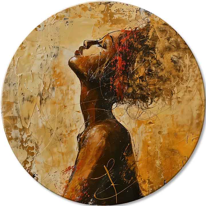 Pictat manual tablou pe pânză cu motivul Vášnivé ráno în maro-roșu nuanțe, atmosferă liniștită, libertate și spiritualitate | Rotund tablouri s akrylom Vášnivé ráno – principală