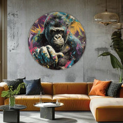 Pop art tablou pe pânză cu motivul Príbeh v očiach, peisaj în multicolor nuanțe, atmosferă intensă, potrivit pentru birou | Rotund tablouri s akrylom Príbeh v očiach – produs