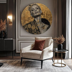 Pictat manual tablou pe pânză cu motivul Regal vedere, accente aurii în negru-gri nuanțe, atmosferă elegantă, impresie de lux și frumusețe – produs, vedere 2