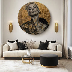 Pictat manual tablou pe pânză cu motivul Regal vedere, accente aurii în negru-gri nuanțe, atmosferă elegantă, impresie de lux și frumusețe – produs