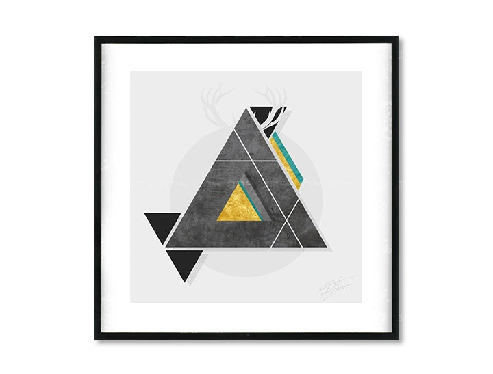 Geometric tablou cu motivul Instant Abstraction în alb-gri nuanțe | Poster de perete Instant Abstraction, natură – previzualizare