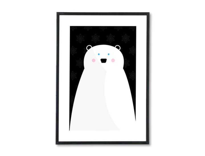 În stil scandinav tablou cu motivul Happy Boy, natură, animal în alb-albastru nuanțe | Poster de perete Happy Boy, natură – previzualizare