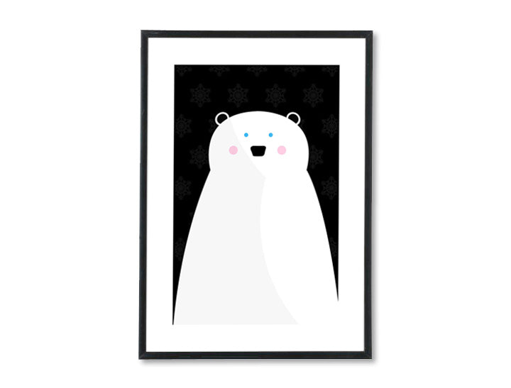 În stil scandinav tablou pe pânză cu motivul Happy Boy, natură, animal în alb-albastru nuanțe, natură, potrivit pentru cameră de copii | Poster de perete Happy Boy – principală