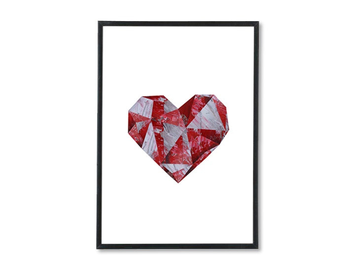 Geometric tablou pe pânză cu motivul Love under Construction, inimă, natură în alb-roșu nuanțe, dragoste și romantism, potrivit pentru birou de lucru – principală